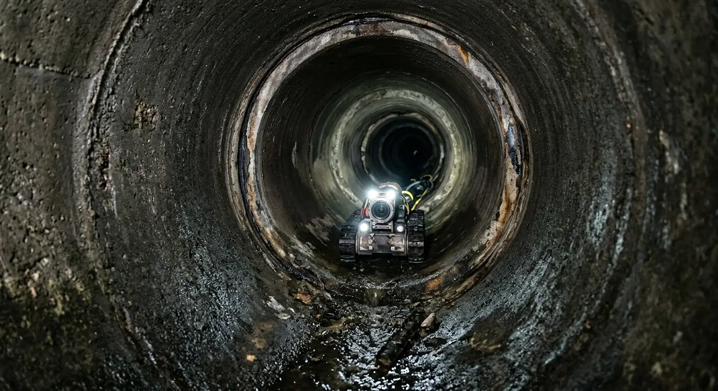 Robotic sewer camera inspecting pipe interior for Sewer Line Cleaning in White House